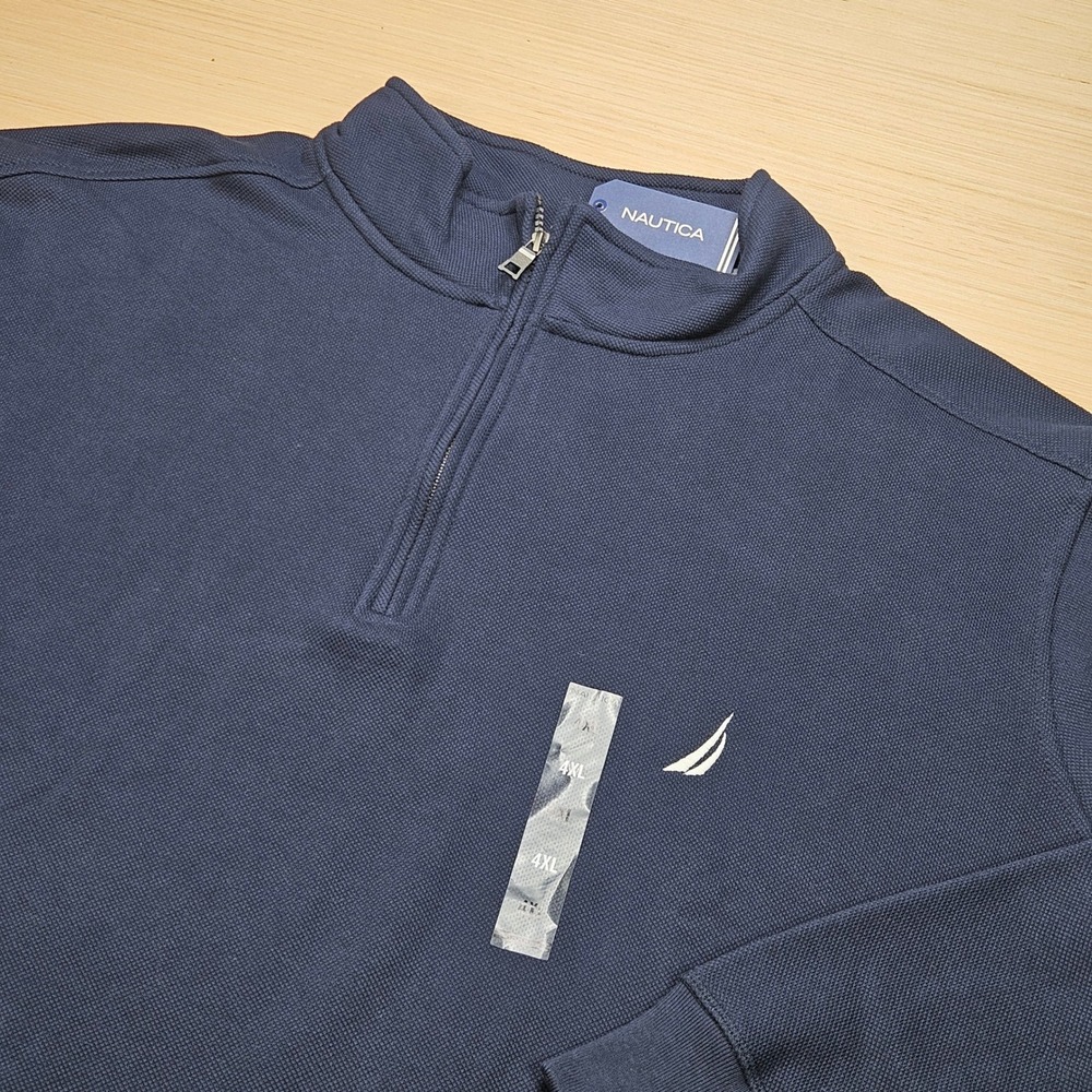 Nautica Quarter Zip Pullover Mens 4XL Navy Seas Mock Neck Sweater NEW Z47170